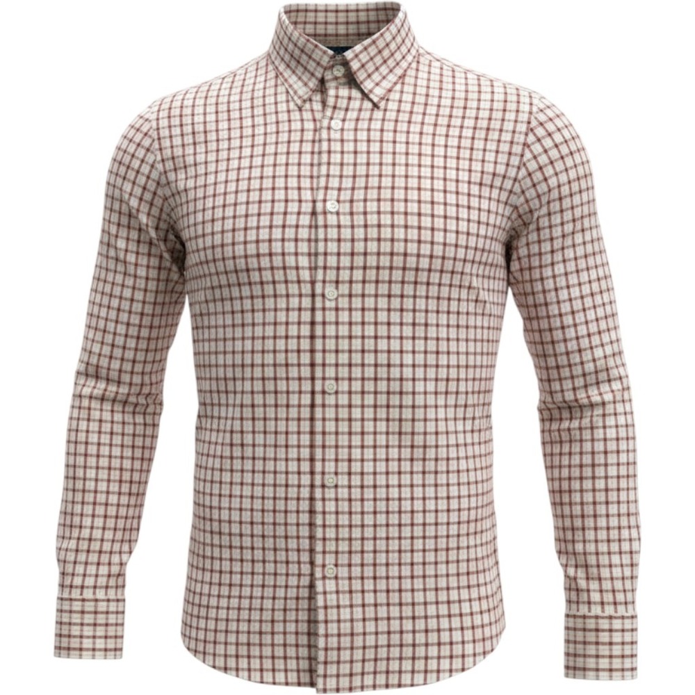 Orvis Button Down Shirt Mens Large Red Gingham Excellent Active Fit Stretch